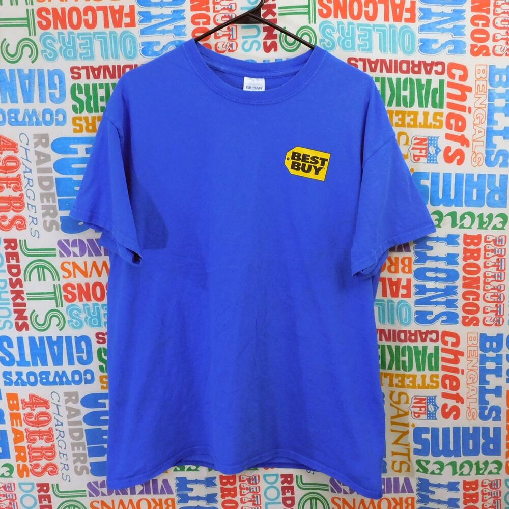 Best Buy T Shirt Size L Old Logo Double Sided Employee Wear Cell Phone Bill